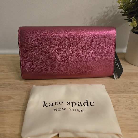 Kate Spade New York Morgan Bow Envelope Flap Crossbody – Metallic Pebble Pink - Picture 3 of 5